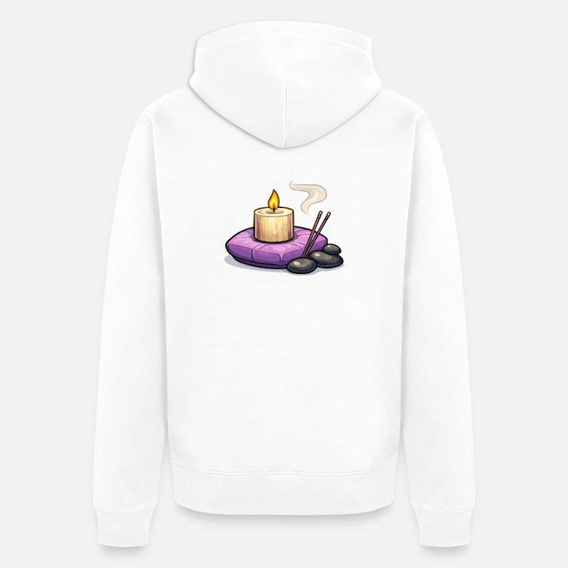 Bougie zen sur oreiller violet - Veste à capuche bio Premium Unisexe - blanc
