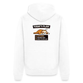 Plan aujourd’hui : Liste de contrôle pour la sieste du chat - Veste à capuche bio Premium Unisexe - blanc - Dos - Thijin (182cm)