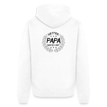 Bester Papa den es gibt - Unisex Premium Bio Zip Hoodie - Weiß - Hinten - Thijin (182cm)