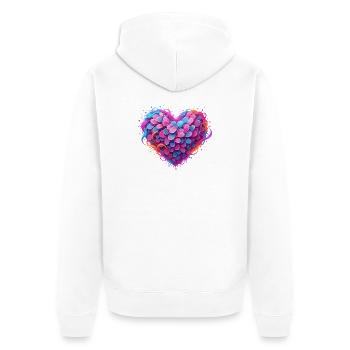 Plumes Cœur de Couleur Couleurs Néon - Veste à capuche bio Premium Unisexe - blanc - Dos - Thijin (182cm)