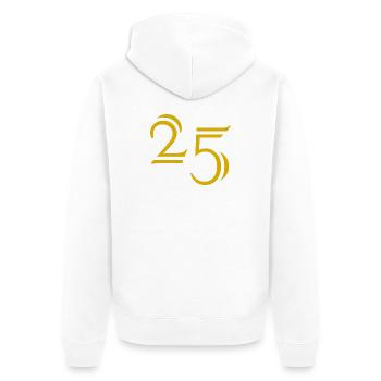 25. 25 JAHRE. 25. JUBILÄUM. 25 JAHRESJUBILÄUM. - Unisex Premium Bio Zip Hoodie - Weiß - Hinten - Thijin (182cm)
