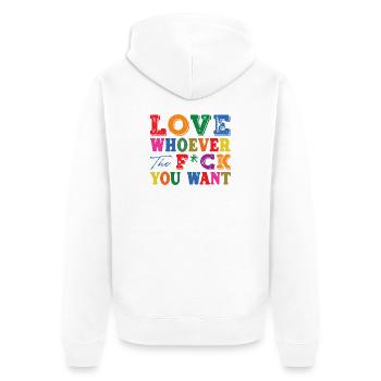 Love Whoever You Want – Colorful Typo Statement - Unisex Premium Organic Zip Hoodie - white - Back - Thijin (182cm)