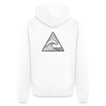 Meereswelle - Unisex Premium Bio Zip Hoodie - Weiß - Hinten - Thijin (182cm)