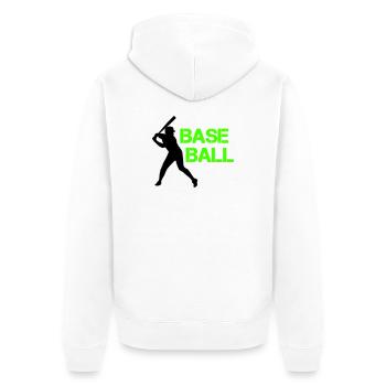 Baseball Neon Grunge Schrift - Unisex Premium Bio Zip Hoodie - Weiß - Hinten - Thijin (182cm)