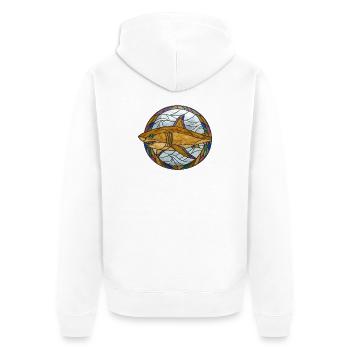 Buntglas-Hai-Mosaik-Illustration - Unisex Premium Bio Zip Hoodie - Weiß - Hinten - Thijin (182cm)