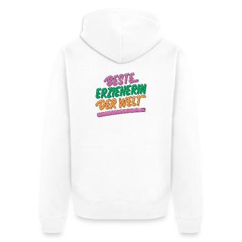 Beste Erzieherin der Welt - Unisex Premium Bio Zip Hoodie - Weiß - Hinten - Thijin (182cm)