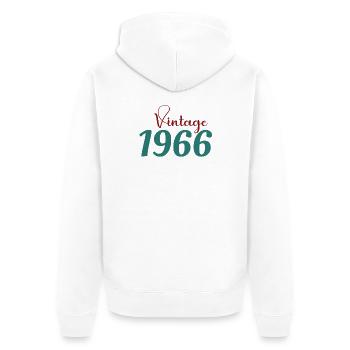 60 Jahre altes Retro-T-Shirt aus den 70ern, geboren 1966 - Unisex Premium Bio Zip Hoodie - Weiß - Hinten - Thijin (182cm)