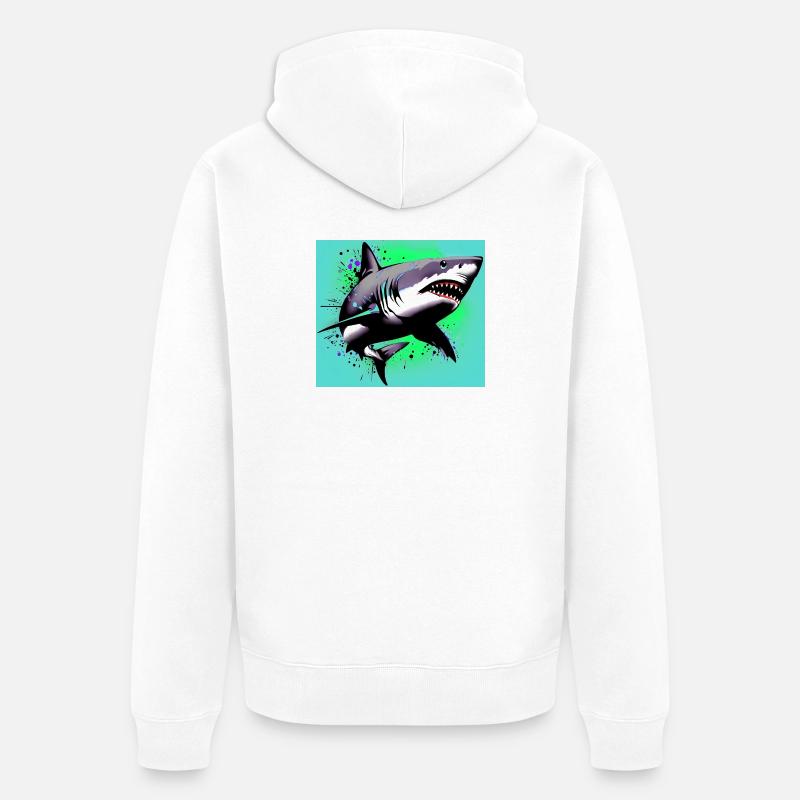 Requin - Veste à capuche bio Premium Unisexe - blanc
