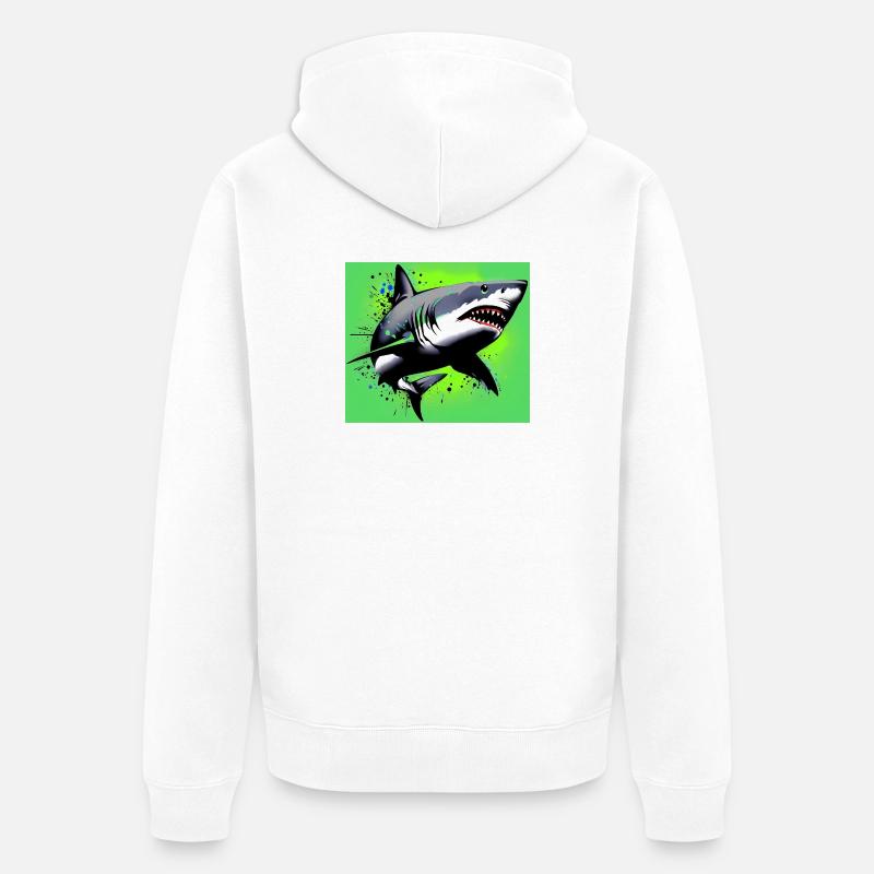 Requin - Veste à capuche bio Premium Unisexe - blanc
