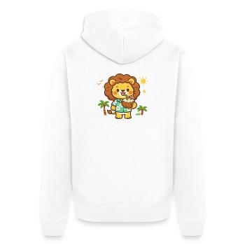 Lion de plage en costume aloha - Veste à capuche bio Premium Unisexe - blanc - Dos - Thijin (182cm)