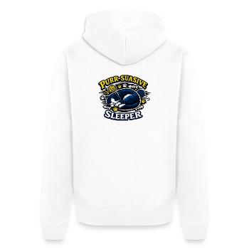 Chat dormeur ronronnant et persuasif - Veste à capuche bio Premium Unisexe - blanc - Dos - Thijin (182cm)