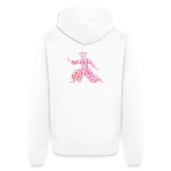 Die Aikido-Schülerinnen und Aikido passen zusammen - Unisex Premium Bio Zip Hoodie - Weiß - Hinten - Thijin (182cm)