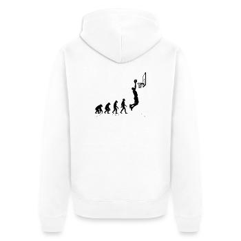Evolution vom Affen zum Basketballer Grafik - Unisex Premium Bio Zip Hoodie - Weiß - Hinten - Thijin (182cm)
