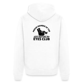 Just Resting My Eyes Club - Unisex Premium Organic Zip Hoodie - white - Back - Thijin (182cm)
