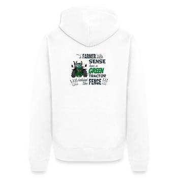 0175_A_Farmer_with_sense - Unisex Premium Bio Zip Hoodie - Weiß - Hinten - Thijin (182cm)
