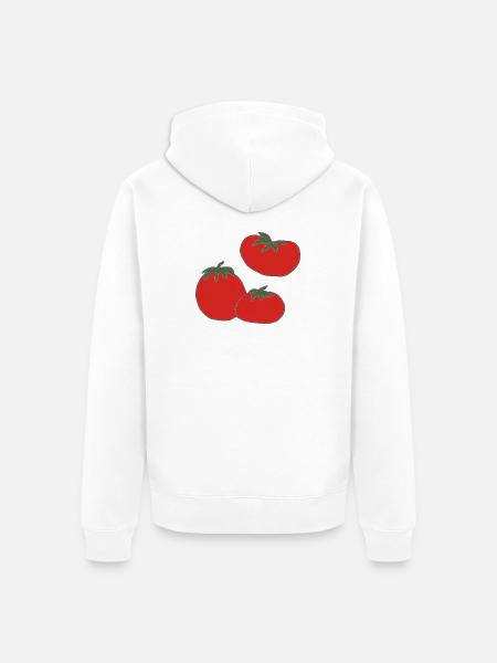 Red Tomato Trio Print - Unisex Premium Organic Zip Hoodie - white