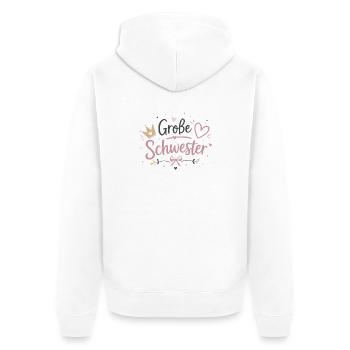 Große Schwester Herz Krone Design - Unisex Premium Bio Zip Hoodie - Weiß - Hinten - Thijin (182cm)