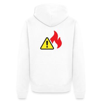 Icône solide d’alerte incendie Symbole de sécurité de flamme - Veste à capuche bio Premium Unisexe - blanc - Dos - Thijin (182cm)