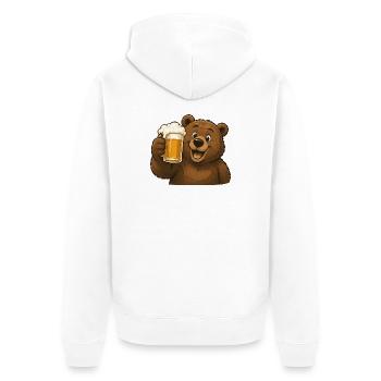 Bear with beer mug celebration - Unisex Premium Organic Zip Hoodie - white - Back - Thijin (182cm)