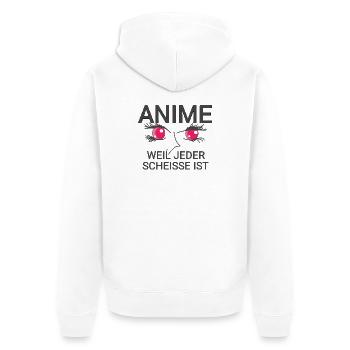 Anime Quote - Unisex Premium Organic Zip Hoodie - white - Back - Thijin (182cm)