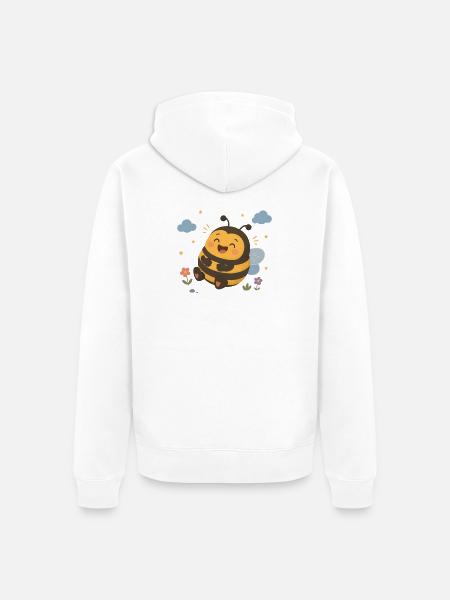 Fröhliche süße Hummel mit Herzchen  - Unisex Premium Bio Zip Hoodie - Weiß