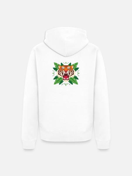 Tiger im Blattwerk Emblem - Unisex Premium Bio Zip Hoodie - Weiß