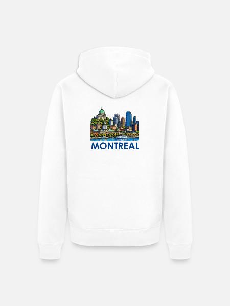 Montreal Skyline am Fluss - Unisex Premium Bio Zip Hoodie - Weiß