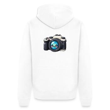 Kawaii Kamera Blickfang - Unisex Premium Bio Zip Hoodie - Weiß - Hinten - Thijin (182cm)