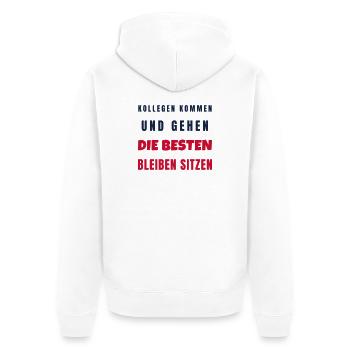 Kollegen kommen und gehen die Besten bleiben - Unisex Premium Bio Zip Hoodie - Weiß - Hinten - Thijin (182cm)