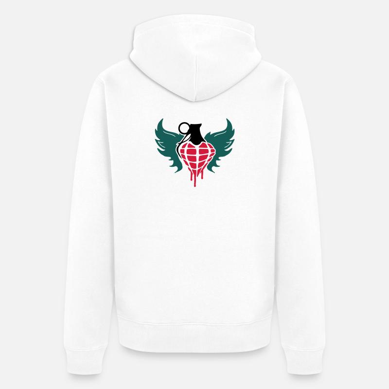 Grenade coeur avec des ailes - Veste à capuche bio Premium Unisexe - blanc
