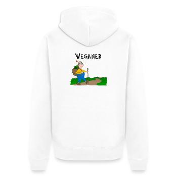 Wanderlust - Unisex Premium Bio Zip Hoodie - Weiß - Hinten - Thijin (182cm)