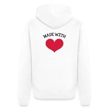 made with love - Unisex Premium Organic Zip Hoodie - white - Back - Thijin (182cm)