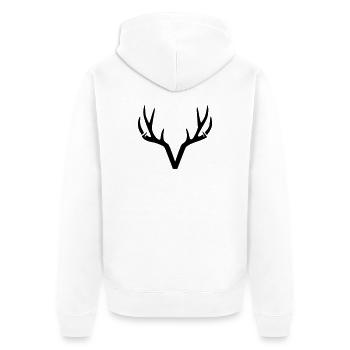 Geweih Silhouette Motiv für Jäger und Naturfreunde - Unisex Premium Bio Zip Hoodie - Weiß - Hinten - Thijin (182cm)