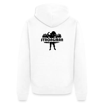 strongman Natur starker Mann Stein Symbol Kraft - Unisex Premium Bio Zip Hoodie - Weiß - Hinten - Thijin (182cm)