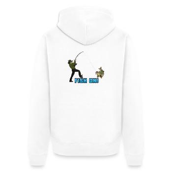 Fish On Fishing Design Angler Catch Moment - Unisex Premium Bio Zip Hoodie - Weiß - Hinten - Thijin (182cm)