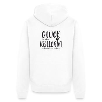 Kollegin Geschenk Arbeitskollegin Abschied - Unisex Premium Bio Zip Hoodie - Weiß - Hinten - Thijin (182cm)