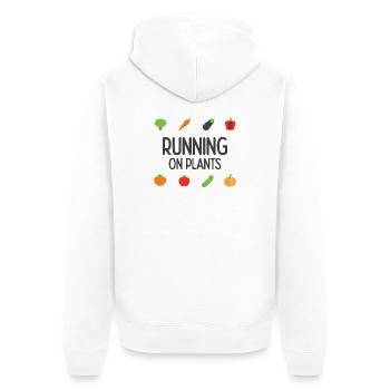 Running On Plants - Unisex Premium Organic Zip Hoodie - white - Back - Thijin (182cm)