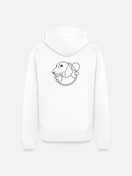Bassotto in forma geometrica - Progettazione a linee - Felpa con cappuccio ecologica premium unisex - bianco