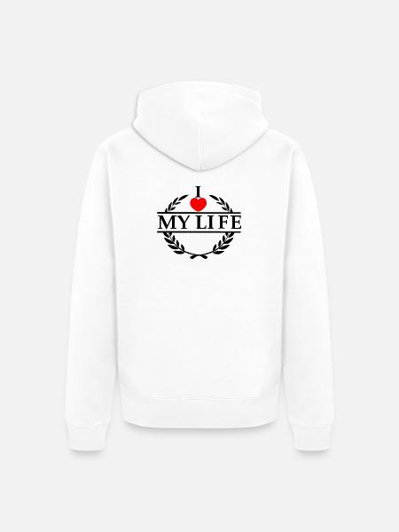 Elsker dit hjerte 020 - Premium økologisk unisex-hættejakke - hvid