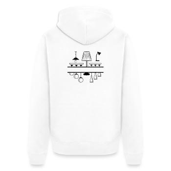 Lighting lamps recess for own text - Unisex Premium Organic Zip Hoodie - white - Back - Thijin (182cm)