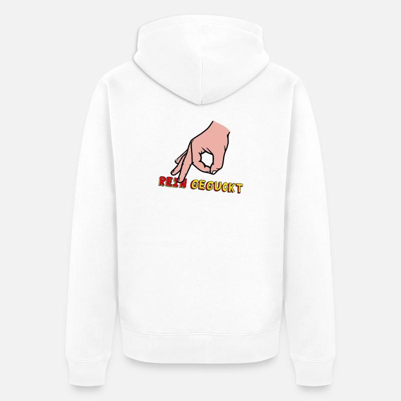 Comic-Hand Zeigefinger mit Retro Text - Unisex Premium Bio Zip Hoodie - Weiß