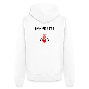 OMA. MUTTERTAG. ALLES GUTE ZUM OMA-TAG. ICH LIEBE DICH - Unisex Premium Bio Zip Hoodie - Weiß - Hinten - Thijin (182cm)