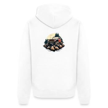 Aus Road_01 - Unisex Premium Bio Zip Hoodie - Weiß - Hinten - Thijin (182cm)