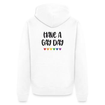 LGBT Pride Month - Have a Gay Day - Unisex Premium Bio Zip Hoodie - Weiß - Hinten - Thijin (182cm)
