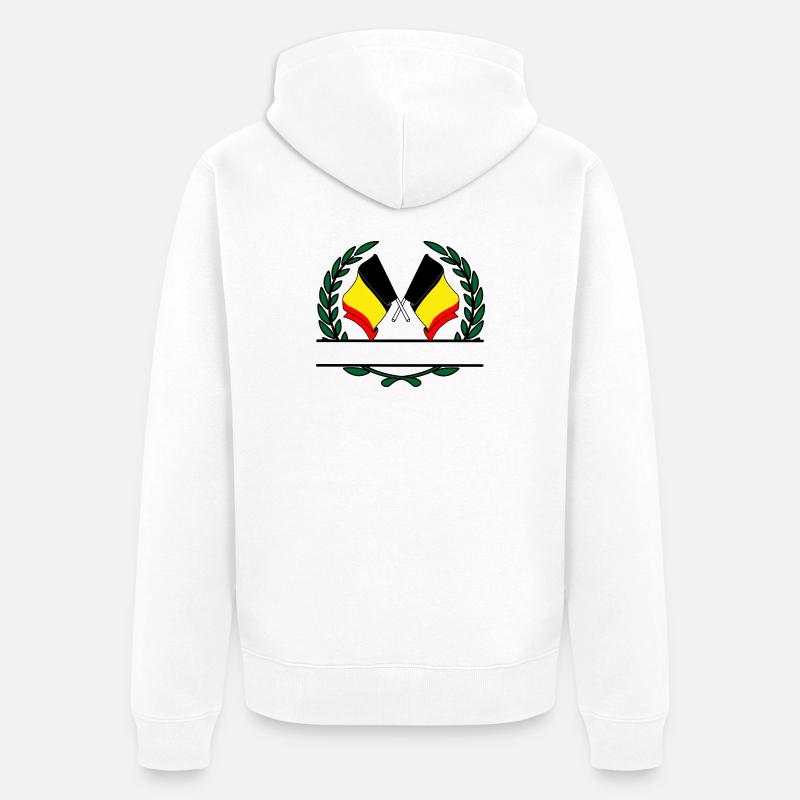 Drapeaux Belgique bannière couronne de laurier - Veste à capuche bio Premium Unisexe - blanc