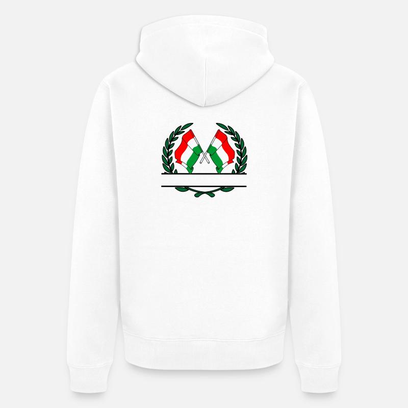 Drapeaux Hongrie couronne de laurier bannière - Veste à capuche bio Premium Unisexe - blanc
