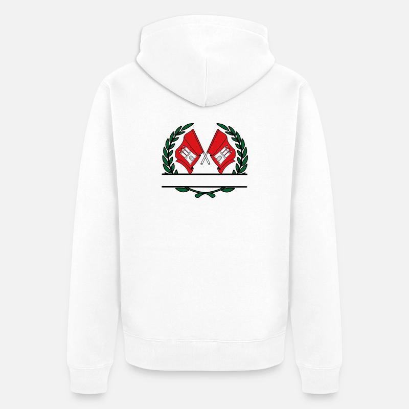 Drapeaux Hambourg couronne de laurier bannière - Veste à capuche bio Premium Unisexe - blanc