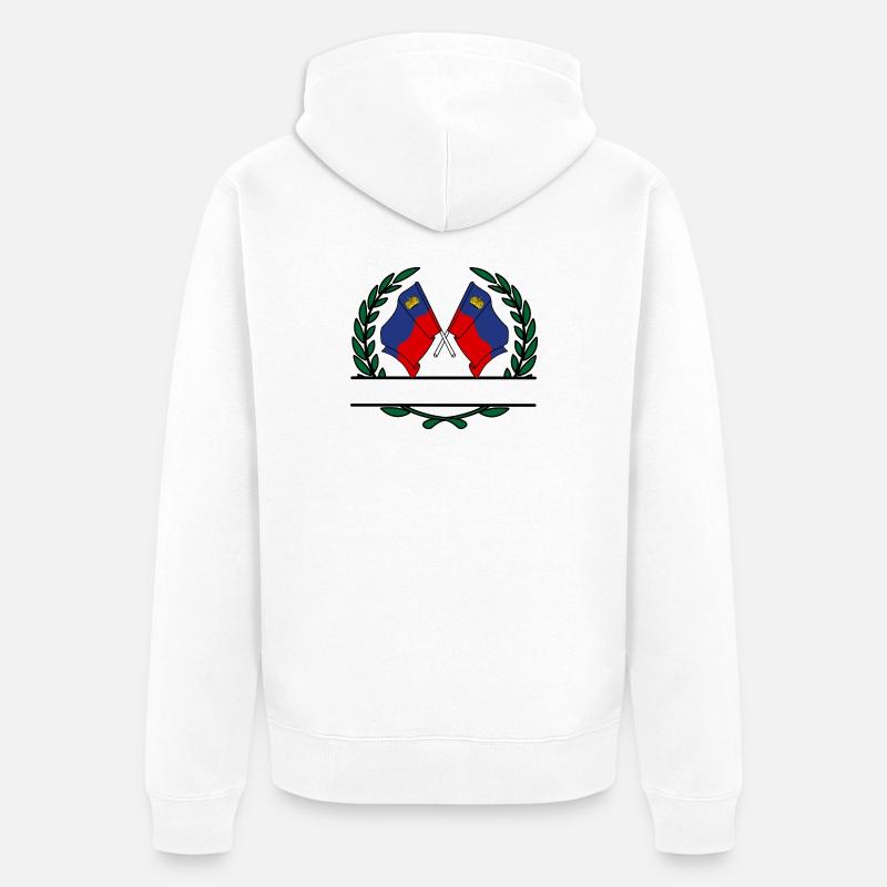 Drapeaux Liechtenstein couronne de laurier bannière - Veste à capuche bio Premium Unisexe - blanc