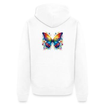Butterfly - Unisex Premium Organic Zip Hoodie - white - Back - Thijin (182cm)