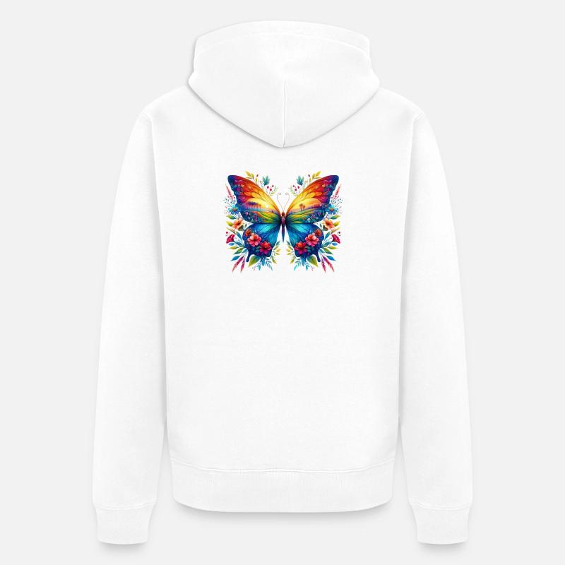 Papillon - Veste à capuche bio Premium Unisexe - blanc